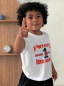 DAZY 男童圆领针织图案印花背心，夏季 - 白色 - 查看 6