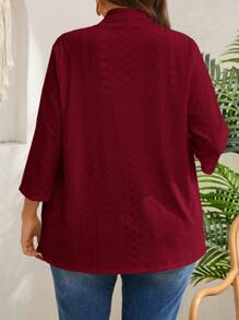 EMERY ROSE Abrigo de manga larga liso de talla grande, uso diario casual, vacaciones, estilo bohemio, regalo para la madre, estilo bohemio, vacaciones de primavera, rave, campo - Burdeos - Ver 2