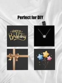 SHEIN 10pcs Jewelry Gift Box, Black 3.5 X 3.5 X 1 Inch Cardboard Jewelry Box, Bulk Small Jewelry Boxes With Lid For Necklace Ring Earrings Display Box, Earring Ring Necklace Storage Boxes - Black - View 9