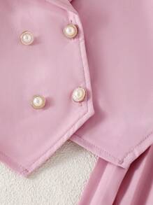 SHEIN 2件套女童红色无袖西装背心和阔腿百褶裤套装，优雅商务套装，时尚端庄的女童裤装套装，女童配套套装，女童吊带背心和阔腿裤套装，儿童百褶裙套装，幼儿女童百褶裤套装 - 粉色 - 查看 8