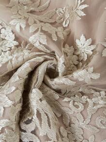 Ellevyn Blusa con cuello redondo, manga abullonada y estampado de conchas y flores en jacquard - Plateado - Ver 8