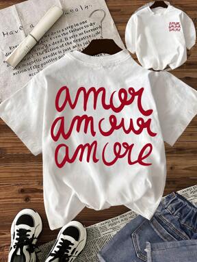 Silhoulove Women Casual Loose Print Round Neck Short Sleeve T-Shirt, Christmas