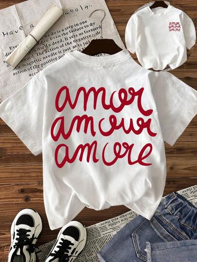 Silhoulove Women Casual Loose Print Round Neck Short Sleeve T-Shirt, Christmas