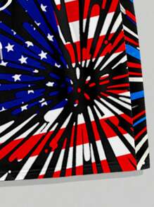 Manfinity Homme Men's U.S. Flag Print T-Shirt Set, Suitable For Summer, Independence Day,4th Of July American Flag Clothes Men 4th Of July Outfit Men - Black - View 7