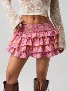 SHEIN ICON Women Multi-Layer Fashion Ruffle Hem Skirt Suitable For Summer - Multicolor - View 2