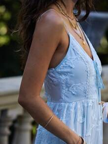 Aralina Chic Flowy Summer Dress, Featuring Spaghetti Straps, Ruffled Layers, Delicate Fabric, And A Flattering Loose Fit, Perfect For Summer And Tropical Vacation Looks - Baby Blue - View 7