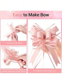 SHEIN 5/10pcs Pink Bowknot Pull Flower Decoration Ribbon For Room Decoration, Wedding Car, And Mirror, Snow Yarn Pull Flower Ribbon For Holidays And Celebrations,Bow Ribbon Gift Packing Flower Bow Knot Party Wedding Car Room Decor - Pink - View 7