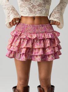 SHEIN ICON Women Multi-Layer Fashion Ruffle Hem Skirt Suitable For Summer - Multicolor - View 5