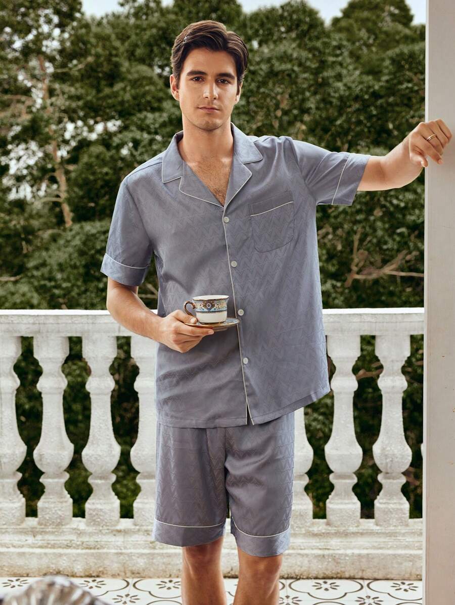 EverLounge Retro Gentleman English Plaid Men's Pajama Set - Grey - View 1