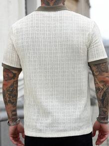 Manfinity Homme 男士短袖纯色 Polo 衫，适合夏季的时尚 - 米色 - 查看 2