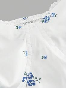 SHEIN MOD 女士碎花褶皱度假吊带背心，返校季、夏季、度假、海滩、浪漫约会、Y2K风格、毕业典礼、婚礼、返校季、甜美浪漫乡村风上衣 - 白色 - 查看 10