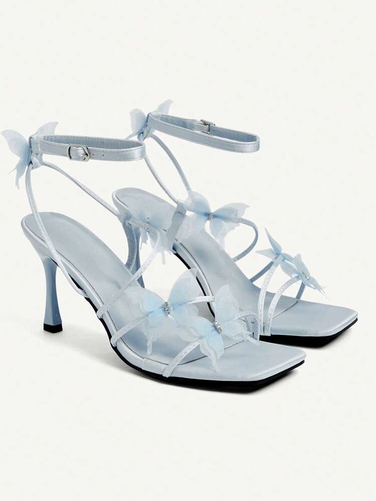 CUCCOO CHICEST Square Toe High Heel Women Shoes With Butterfly Design For Christmas Elegant Shoes Wedding Shoes Summer Shoes Bride Shoes