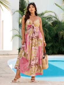 Elaquor Plus Size Spaghetti Strap Dress, Fashion For Summer - Multicolor - View 4