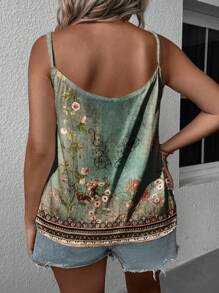 EMERY ROSE Top sin mangas y chaleco con estampado floral, ropa de vacaciones de talla grande