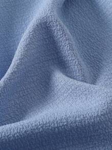 SHEIN Tween Girls 2pcs Set - Textured Woven Crossed V-Neck Ruched Bow Pearlized Button Decor Puff Sleeve Blouse And Flared Hem Slit Hem Pants, Light Blue, Elegant Lady Style, Back To School, Filipiniana Terno - Blue - View 11