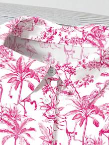 SHEIN LUNE Camisa de manga corta con estampado floral diminuto en estilo barroco vintage