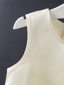 Vestido holgado sin mangas con decoración de mariposa y flores para niñas, atuendo informal - Blanco - Ver 6