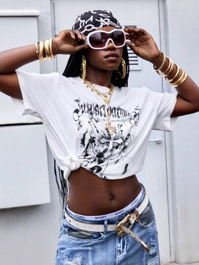 Street Life Damen Kurzarm-T-Shirt mit Rundhalsausschnitt, modisch für den Sommer