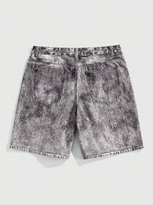 ROMWE MEN Anime 男士动漫日式印花牛仔短裤，适合日常穿着，春夏季