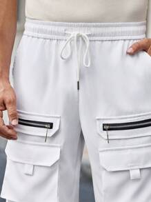 Manfinity VCAY 男士休闲多口袋抽绳腰直筒工装短裤男士带口袋短裤