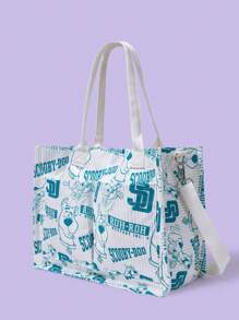 SCOOBY-DOO X SHEIN Women's Cartoon Print Large Capacity Fashionable Cute Tote Bag