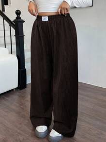Solflare Pantalones palazzo tejidos marrones para mujer, estilo de vacaciones, para primavera/verano - Marrón - Ver 3