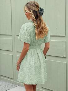 Serisse Women Solid Color Short Sleeve V-Neck Short Dress, Fashion For Summer