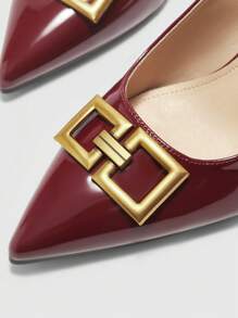 CUCCOO BIZCHIC Women's Classic Simple Burgundy Peep Toe Chunky Heels, Versatile For Commuting, Dating, Party, Holiday, Wedding