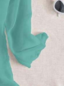 SHEIN Swim Women's Solid Color Long Sleeve Open Front Kimono Cover Up, Suitable For Vacation For Summer - Mint Green - View 5