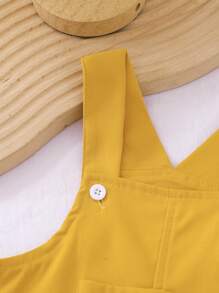 SHEIN Playful Pals 男婴条纹短袖T恤和背带裤两件套，适合夏季穿着，休闲百搭，秋冬季也同样适用。 - 黃色 - 查看 6