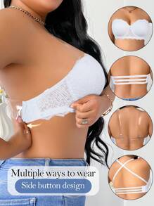 SHEIN Áo ngực ren cỡ lớn có gọng, nâng đỡ và gợi cảm, dây đeo có thể tháo rời, đeo chéo sau lưng, nhiều kiểu mặc, nâng ngực - trắng - Xem 8