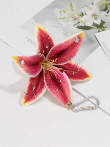 ROMWE Fairycore 1 件勃艮第渐变色斑点百合花穿孔装饰钥匙扣，海滩假日婚礼生日派对礼品袋饰品 - 彩色 - 查看 6