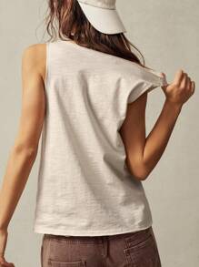 Bohemela Camiseta de tirantes casual de cuello redondo con estampado de leopardo y letras, para mujer de talla grande, verano