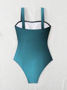 Swim Vcay Women's Elegant Ruched Ombre One-Piece Swimsuit With Wide Straps, Slimming Design One-Piece Bathing Suit For Summer Beach Vacation - Multicolor - View 6