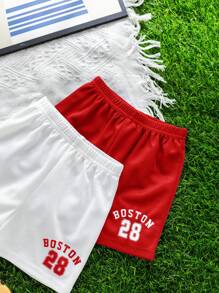 SHEIN Set de 4 piezas de ropa de verano informal para niño bebé que incluye camiseta de baloncesto con estampado y shorts