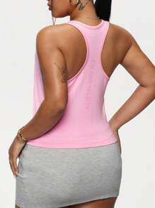 Easithlete Große Größen Nahtloses rosafarbenes Sport-Camisole für Damen - Pink - Übersicht 5