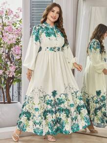 Graceveil 大码女式时尚优雅定位印花收腰A字连衣裙