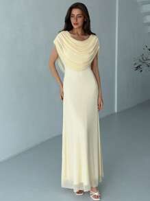 Aloruh Women Solid Color Midi Dress, Fashionable For Summer,Bodycon Dress - Apricot - View 7