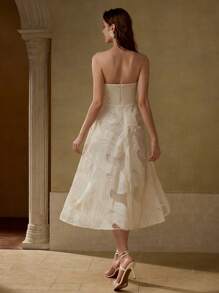 MOTF PREMIUM Váy chữ A hở vai hở lưng thiết kế lãng mạn cho nữ - Màu be - Xem 3