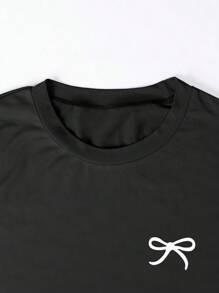 INAWLY 3pcs/Set Women Cinched Waist T-Shirt, Sweet Butterfly Print Pattern, Summer