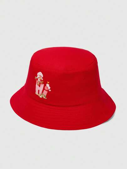 Cartoon & Letter Graphic Sun Protection Bucket Hat For Women