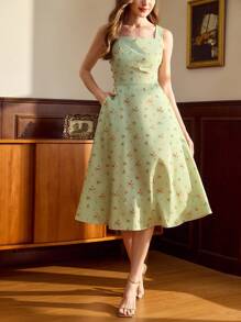 Vintamour Váy hoa nhỏ cổ vuông thanh lịch cổ điển cho nữ Váy không tay có túi có dây đeo có nút trang trí cho kỳ nghỉ thường ngày Váy midi chữ A Váy mùa hè cho nữ Trang phục mùa hè cho nữ Trang phục kỳ nghỉ Váy đi nắng cho nữ Váy sinh nhật cho nữ Váy cho nữ Quần áo mùa hè thanh lịch cho nữ Váy đi nắng cho nữ Trang phục kỳ nghỉ Trang phục sinh nhật cho nữ Trang phục hòa nhạc đồng quê Váy mùa hè cho nữ Váy thường ngày - màu xanh lá - Xem 5