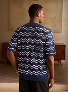 Manfinity BRENVOR قميص بولو مُنسوج مخطط أنيق بأسلوب جنوب فرنسا الصيفي الكاجوال للرجال