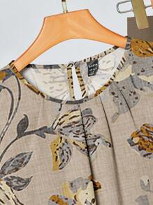SHEIN Clasi 2 件复古花朵图案休闲简约装，优雅风格适合夏季 - 彩色 - 查看 3