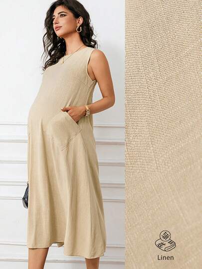 MaterniWear 夏季休闲无袖孕妇装，带口袋