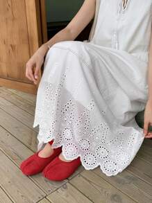 FRIFUL فستان نسائي بأكمام بلا أكمام مع ربطة عنق، مطرز، خصر ضيق، فستان طويل متدفق، ملابس شاطئية للسيدات