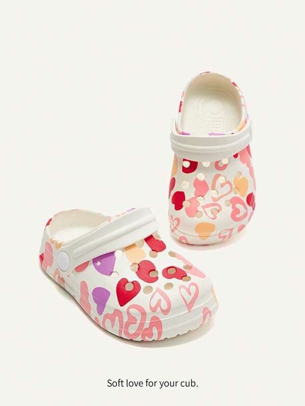 Cozy Pixies Sandalias ligeras y transpirables con corazón de dibujos animados rosa, aptas para uso casual en interiores y exteriores, para bebés