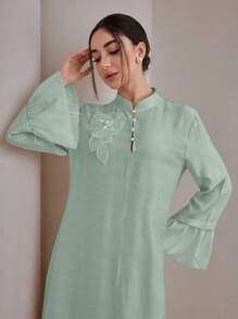 Graceveil 2pcs/Set Women Elegant Stand Collar Ruffle Cuff Long Sleeve Set Modest Fall Cloth For Women