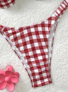 Soleia 2 件套女士红白格子印花泳衣套装，适合度假 - 彩色 - 查看 4