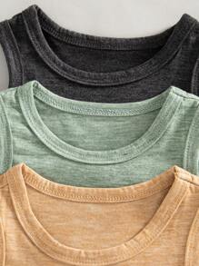 3 Stück/Set Baby Jungen weiche atmungsaktive ärmellose Lässig Weste, Sommer Jungen Tank Top Set